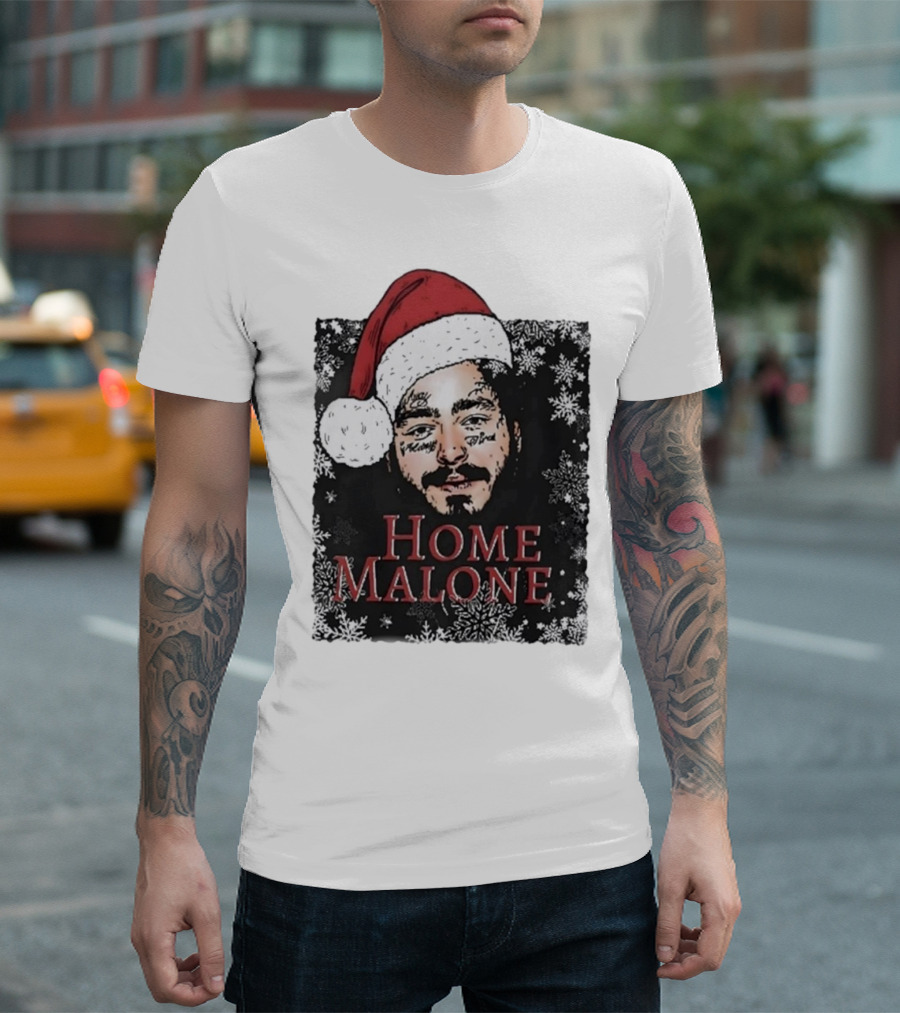 Home Malone Swea Funny Christmas Sweathirt Home Alone Sweathirt Ghost Malone Post Malone Dallas Cowboys Snowflakes Santa Hat T-Shirt