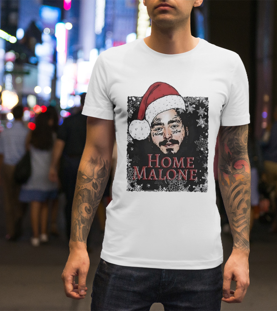 Home Malone Swea Funny Christmas Sweathirt Home Alone Sweathirt Ghost Malone Post Malone Dallas Cowboys Snowflakes Santa Hat T-Shirt