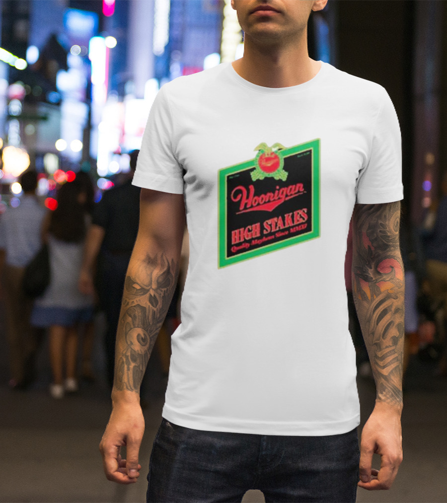 Hoonigan High Stakes Quality Mayhem Since MMXI Retro Apple Crate Label T-Shirt