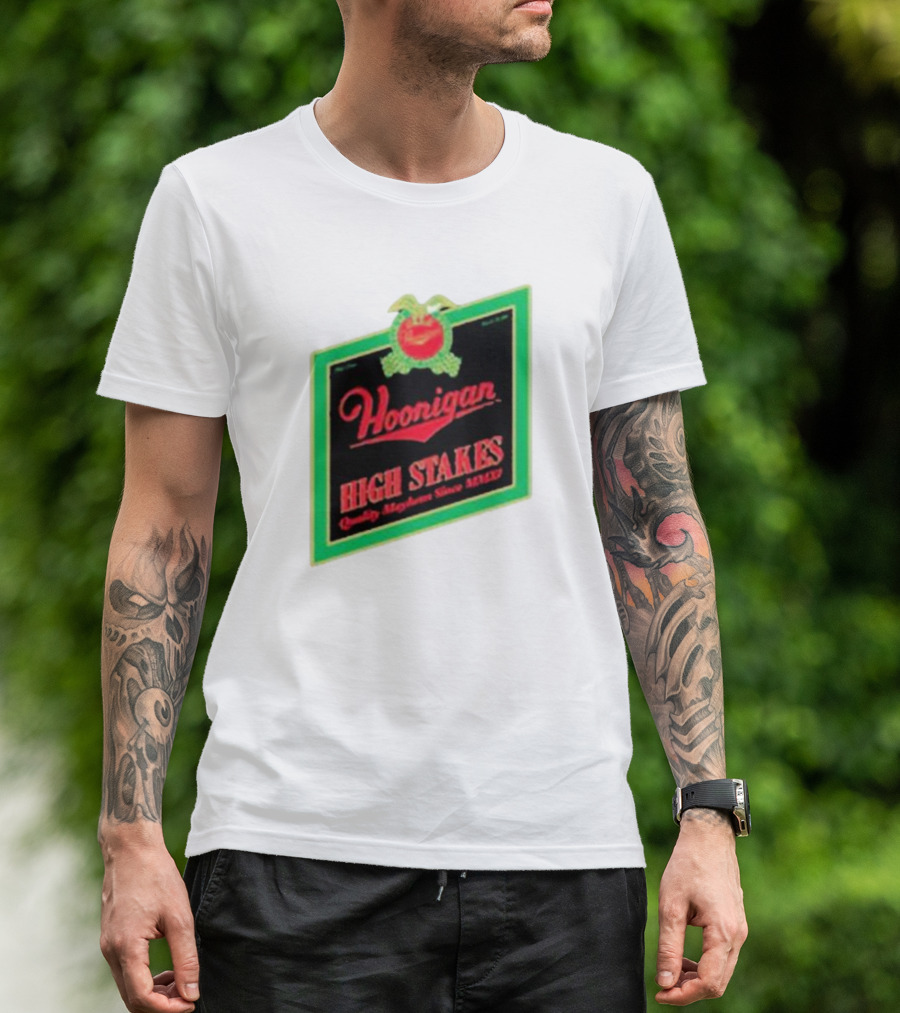 Hoonigan High Stakes Quality Mayhem Since MMXI Retro Apple Crate Label T-Shirt