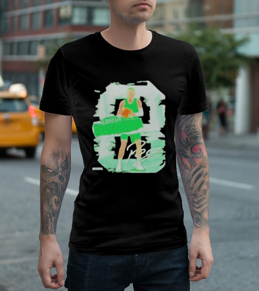 Kristaps Porzingis Boston Green Signature Basketball Player T-Shirt