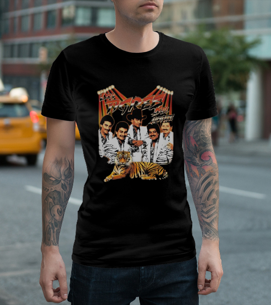 Los Tigres Del Norte Band Members with Tiger Image T-Shirt