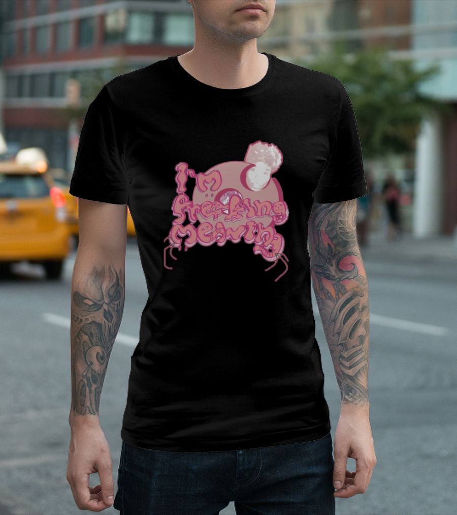 I’m Freaking Mewing Pink Cartoon Style with Portrait and Whiskers T-Shirt