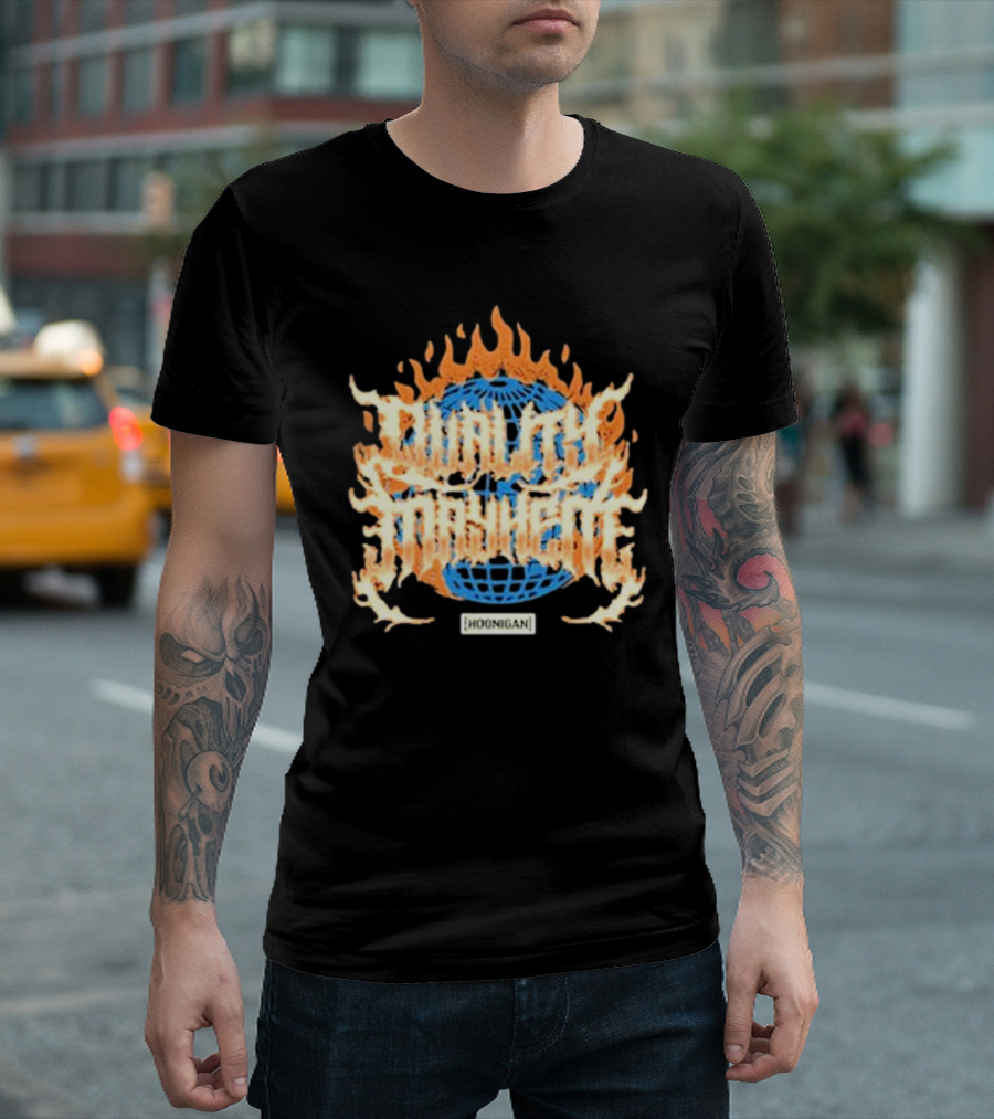 Hoonigan Burnt Mayhem World Globe Flames T-Shirt