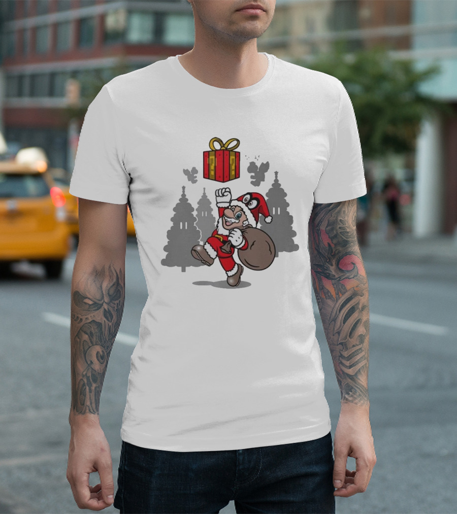 Super Merry O Super Mario Santa Claus Christmas Nintendo Funy T-Shirt