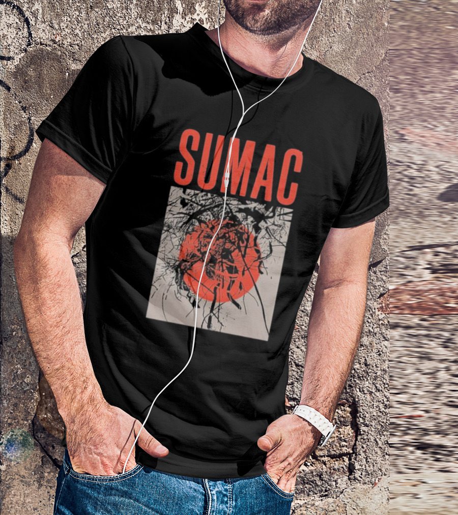 Sumac Shadow Art With Red Circle And Black Lines T-Shirt