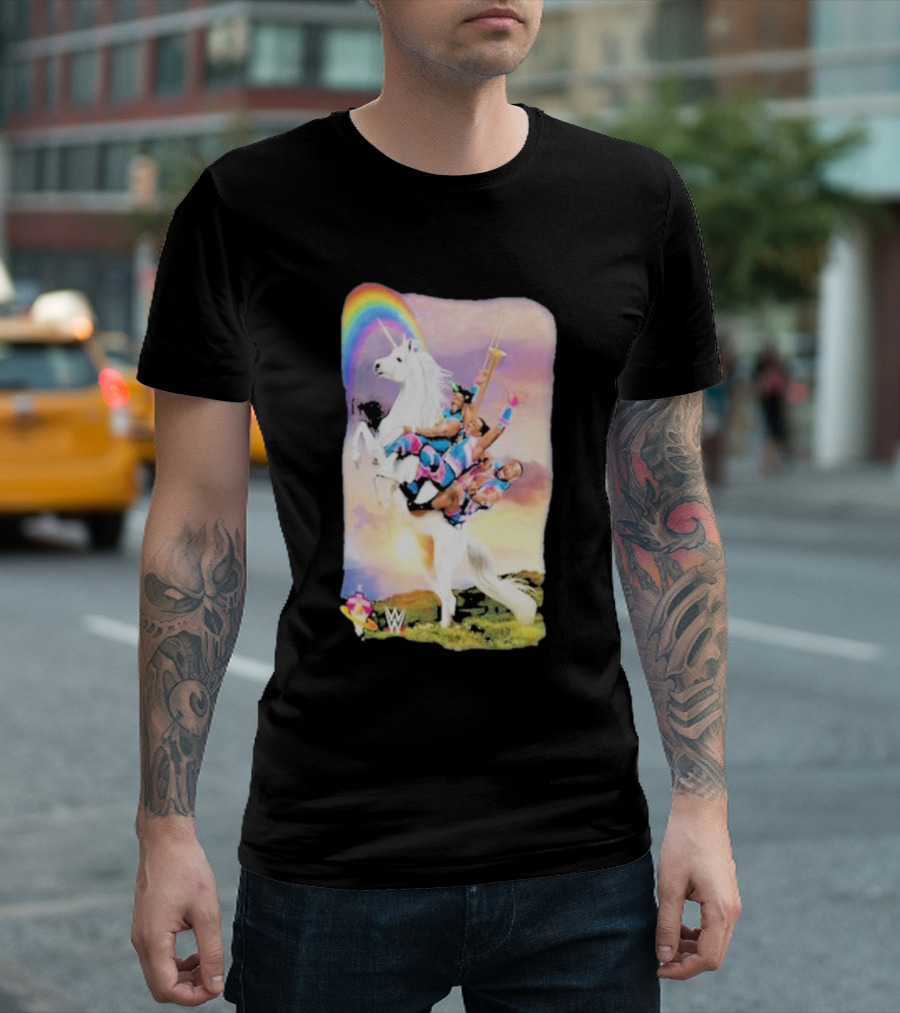 WWE New Day Riding Unicorn With Rainbow Ripple Junction T-Shirt