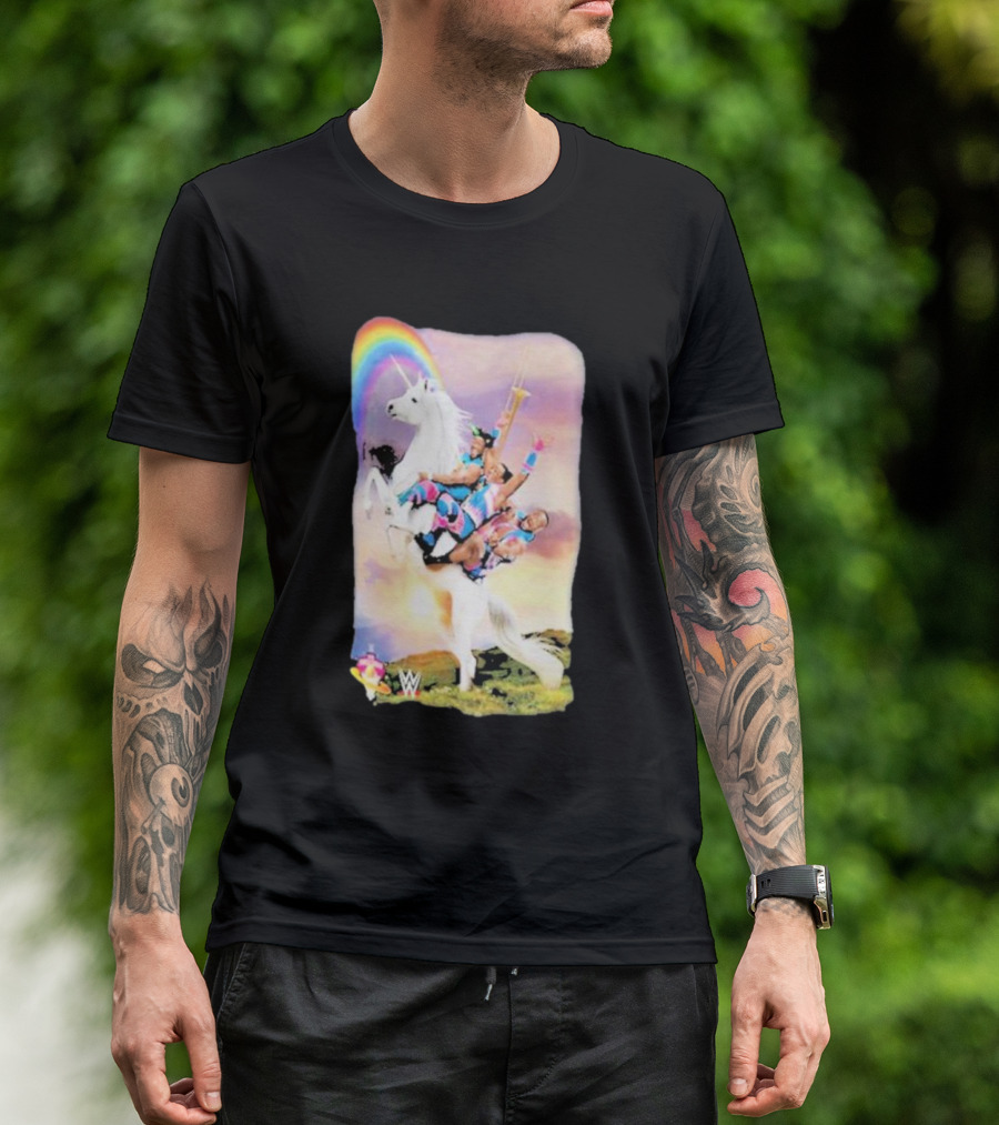 WWE New Day Riding Unicorn With Rainbow Ripple Junction T-Shirt