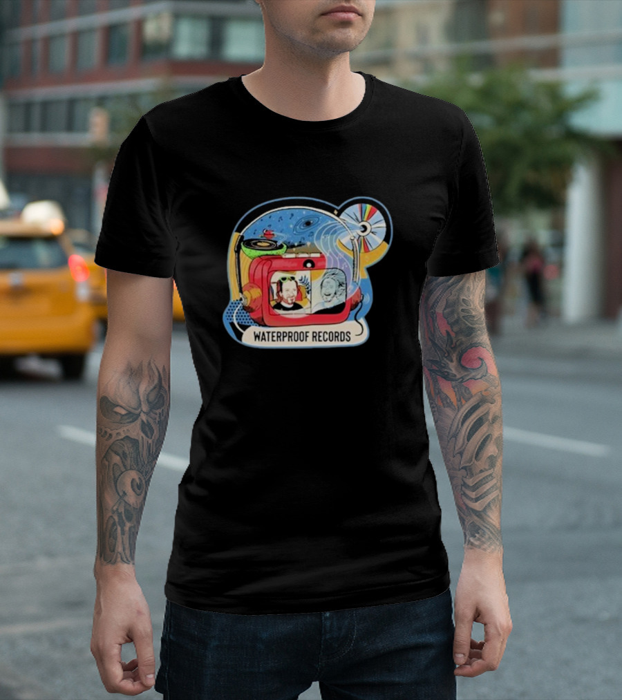 Waterproof Records Cosmic Vinyl and TV Adventure T-Shirt