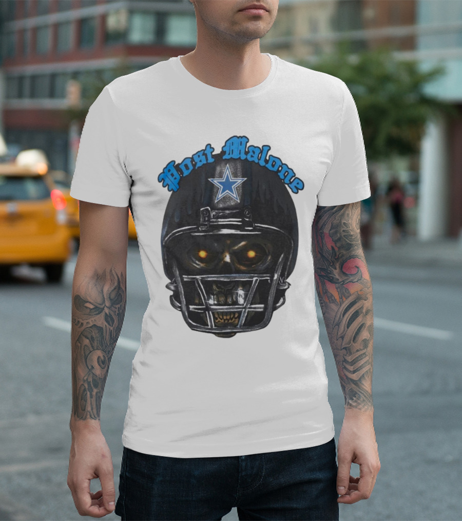 Post Malone Dallas Cowboys Helmet Skeleton With Star T-Shirt