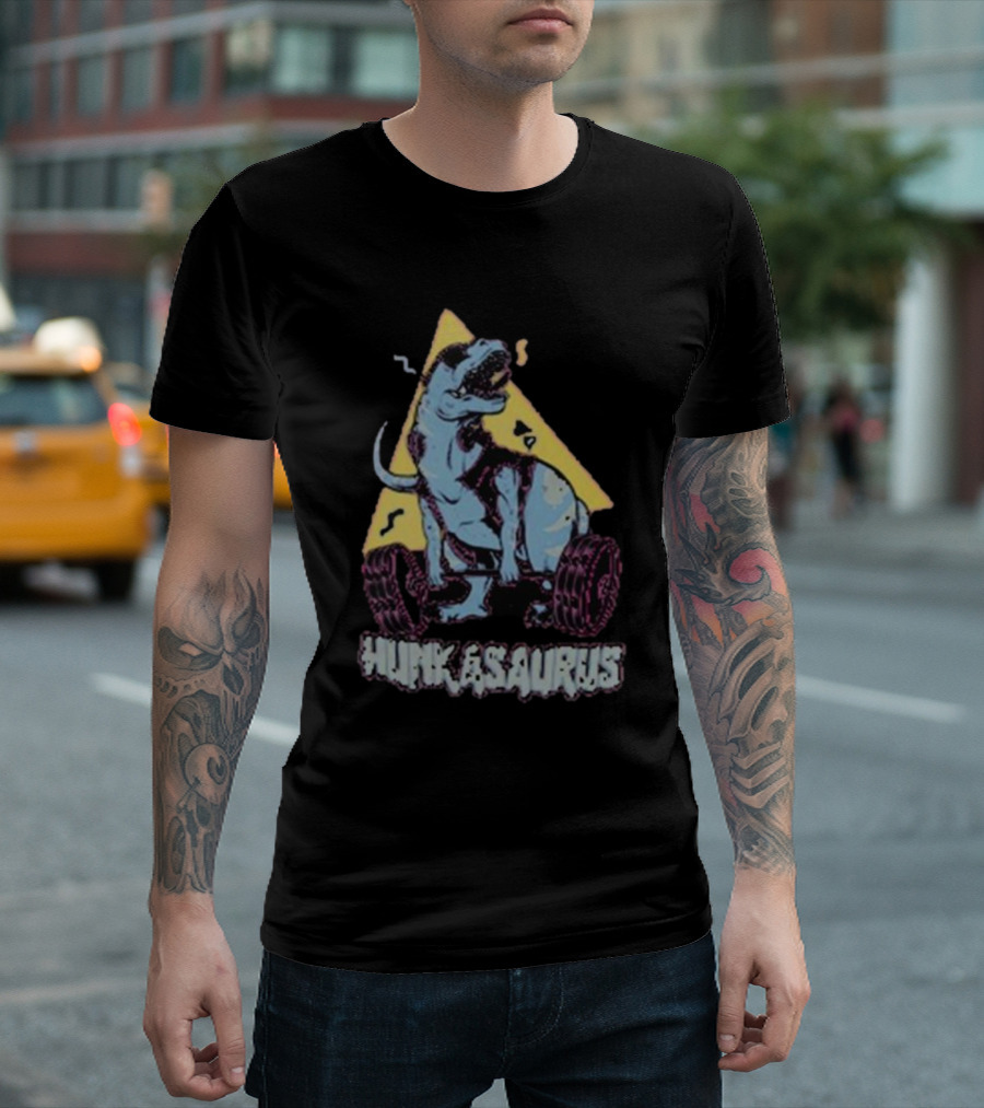 Hunkasaurus Dinosaur Weightlifting Icon Fitness Motivation T-Shirt