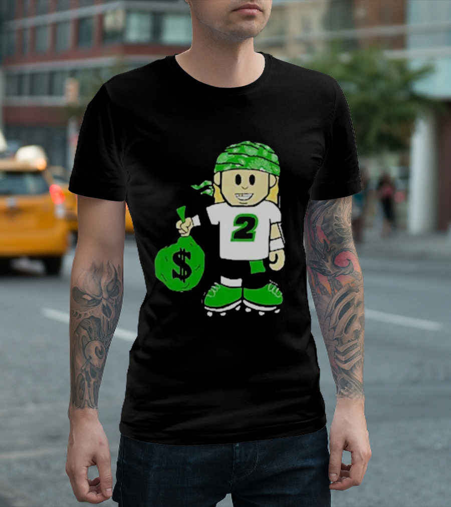Football Player Number 2 Kids Money Bag Cartoon T-Shirt