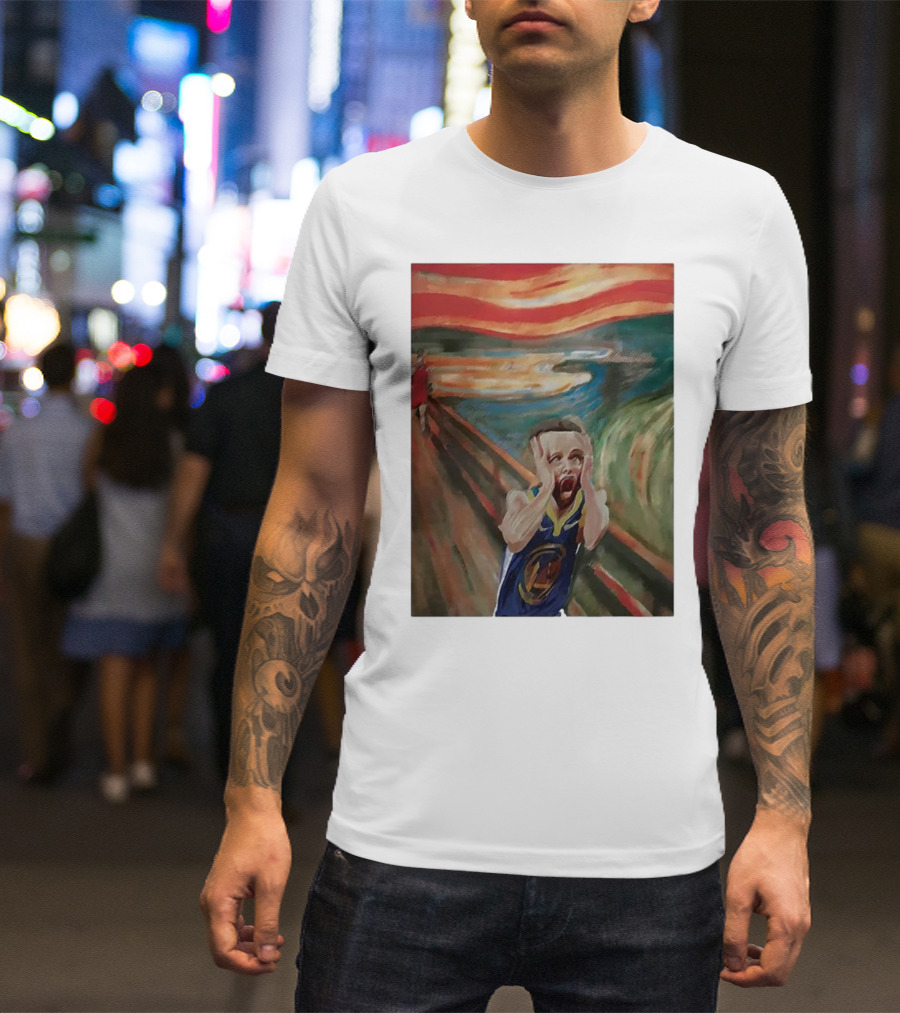 Scream Stephen Curry Warriors Basketball Painting T-Shirt