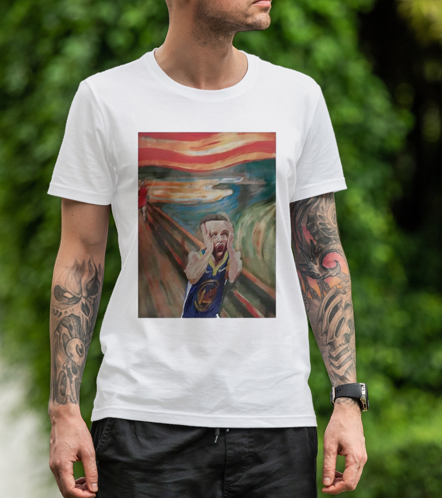 Scream Stephen Curry Warriors Basketball Painting T-Shirt