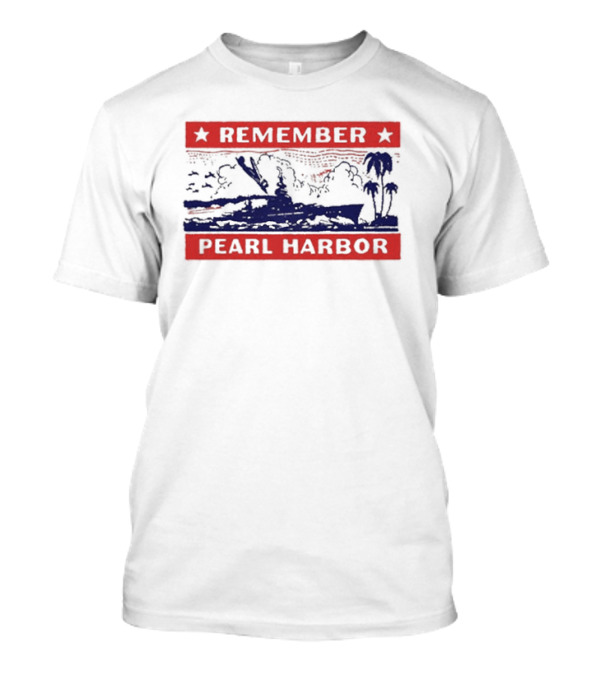 Remember Pearl Harbor 1941 Vintage Navy Battleship Aircraft Scene T-Shirt