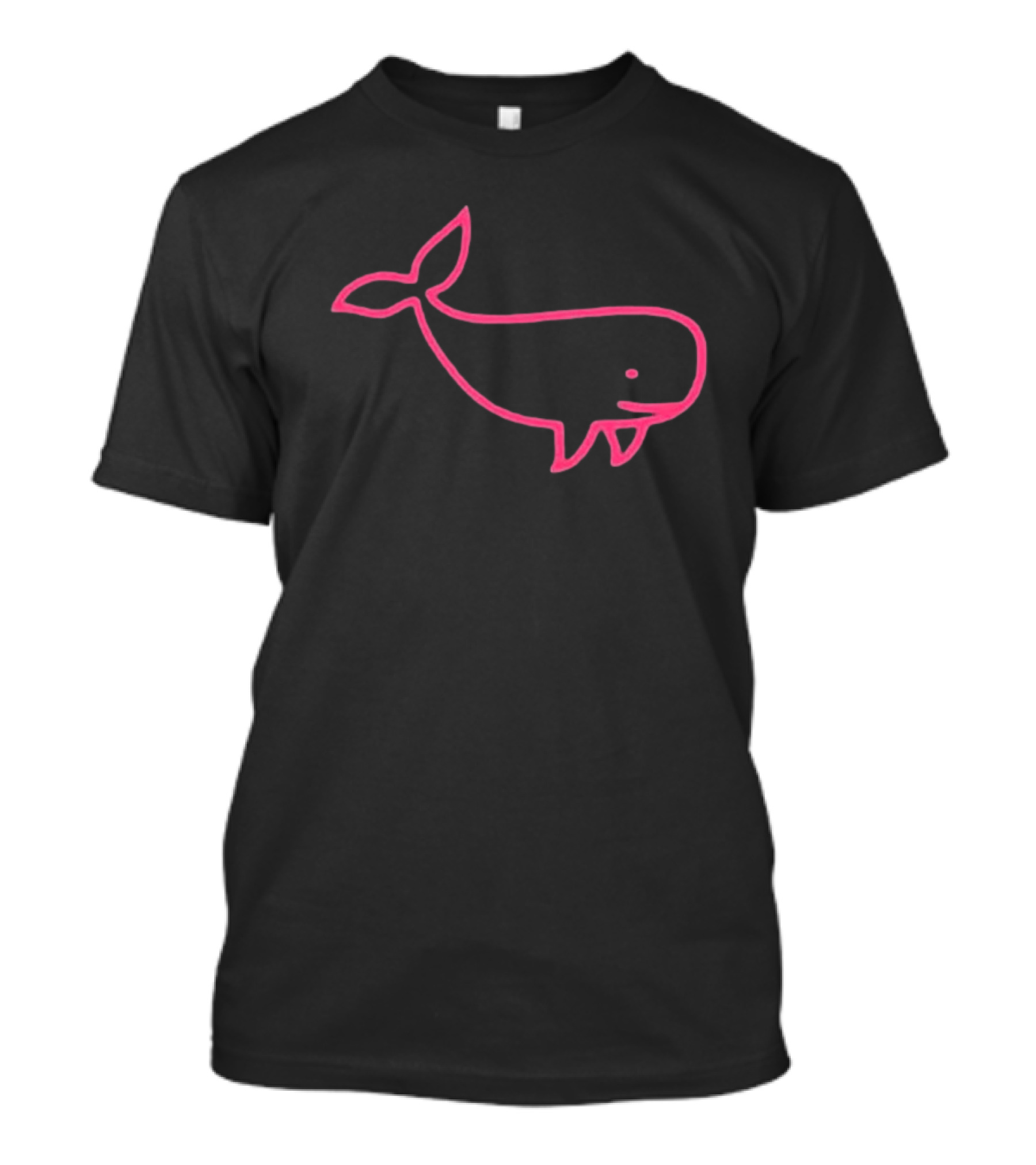 Awhalefact Big Whale Pink Outline Simple Drawing T-Shirt