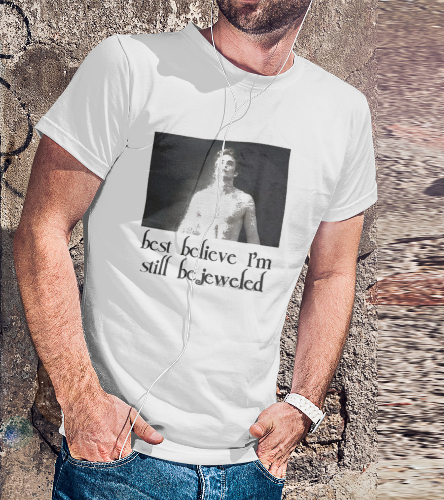 Best Believe I'm Still Bejeweled Black And White Male T-Shirt