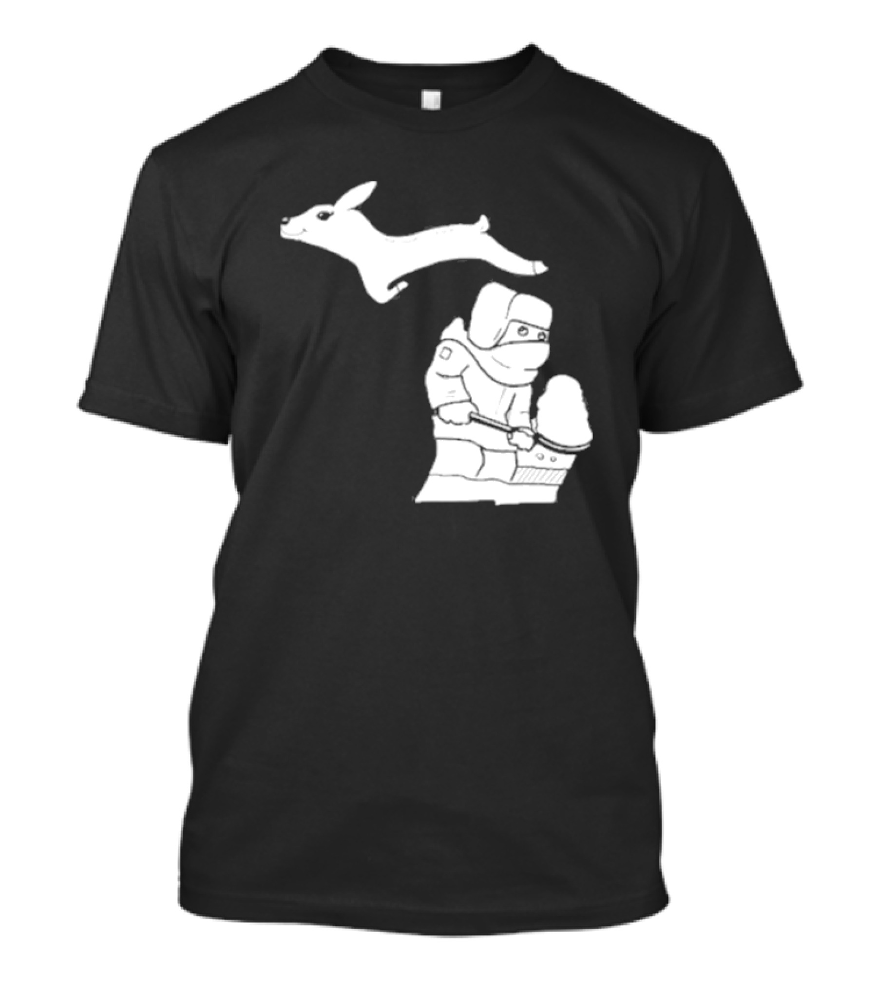 Michigan Snow Shoveling And Skiing Hare T-Shirt