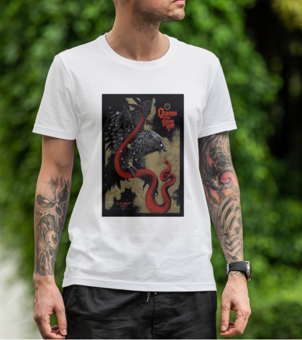 Queens Of The Stone Age R Mederos Art With Red Snake And Black Bird December 9 T-Shirt