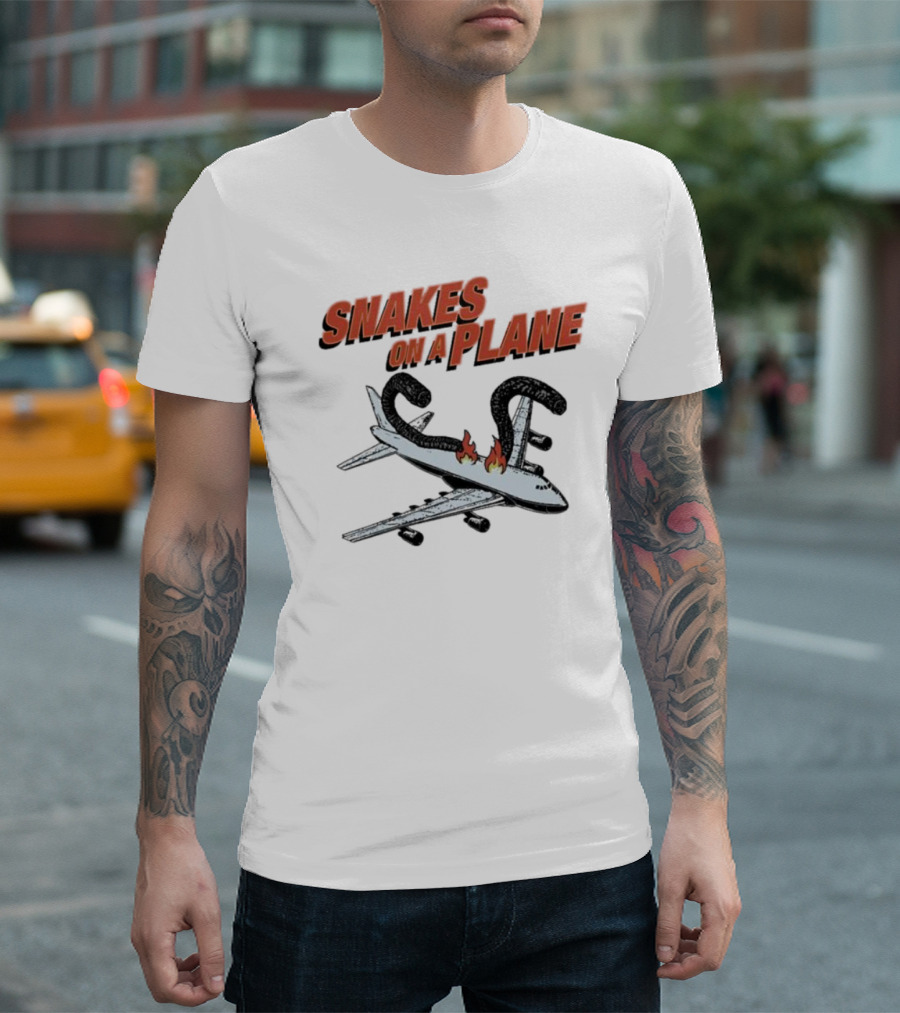 Snakes On A Plane Fire Flames Jet Airliner T-Shirt