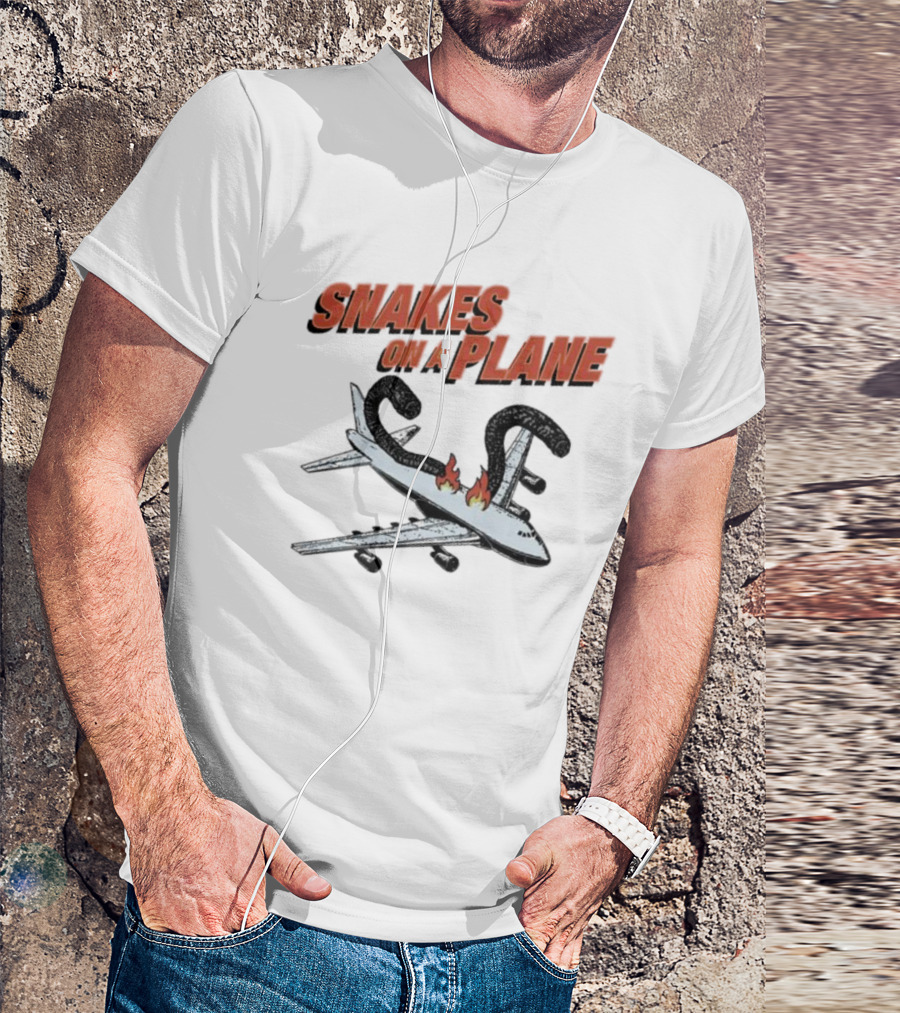 Snakes On A Plane Fire Flames Jet Airliner T-Shirt