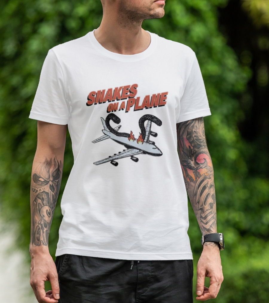 Snakes On A Plane Fire Flames Jet Airliner T-Shirt