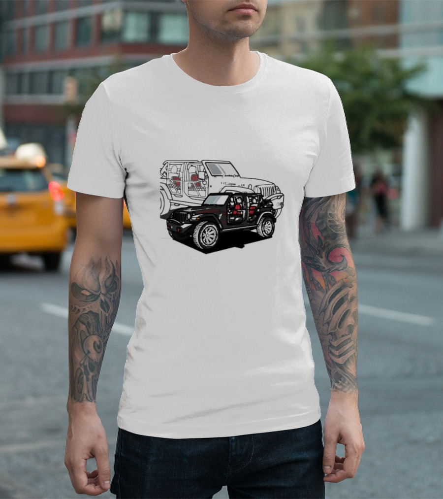 Tunic Jeep Car Illustration With Adventure Elements T-Shirt