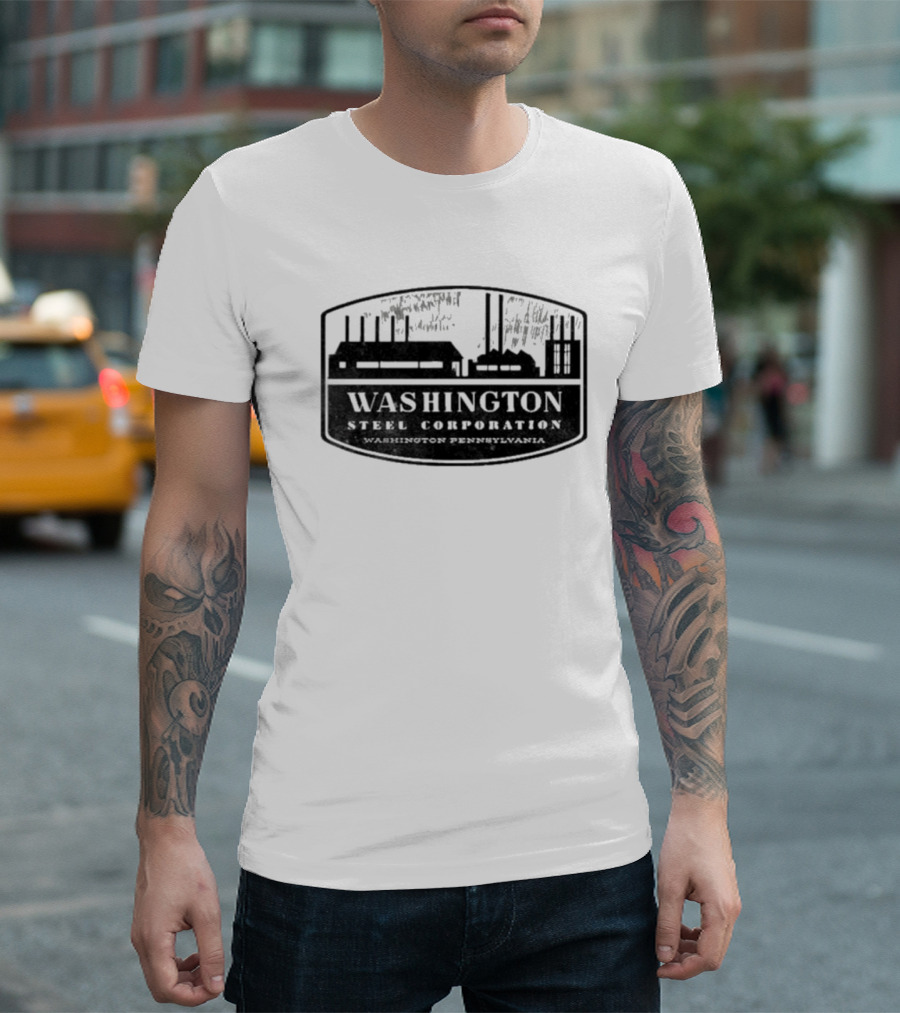 Washington Steel Corporation Washington Pennsylvania Vintage Industrial Look T-Shirt