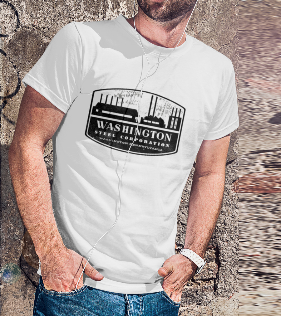 Washington Steel Corporation Washington Pennsylvania Vintage Industrial Look T-Shirt