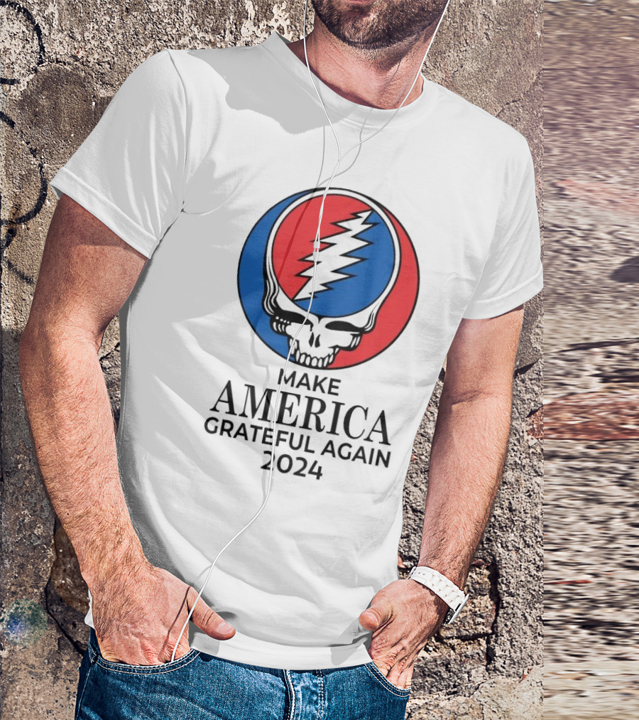 Make America Grateful Again 2024 Grateful Dead Skull Lightning Bolt T-Shirt
