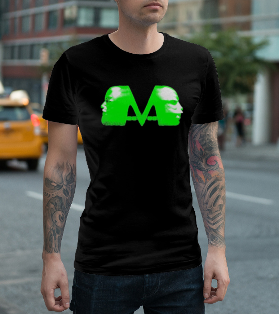 Mansionz M Faces Neon Green Portrait T-Shirt