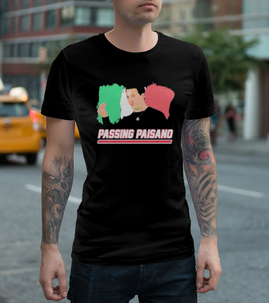Passing Paisano Italian Gesture Flag Background T-Shirt