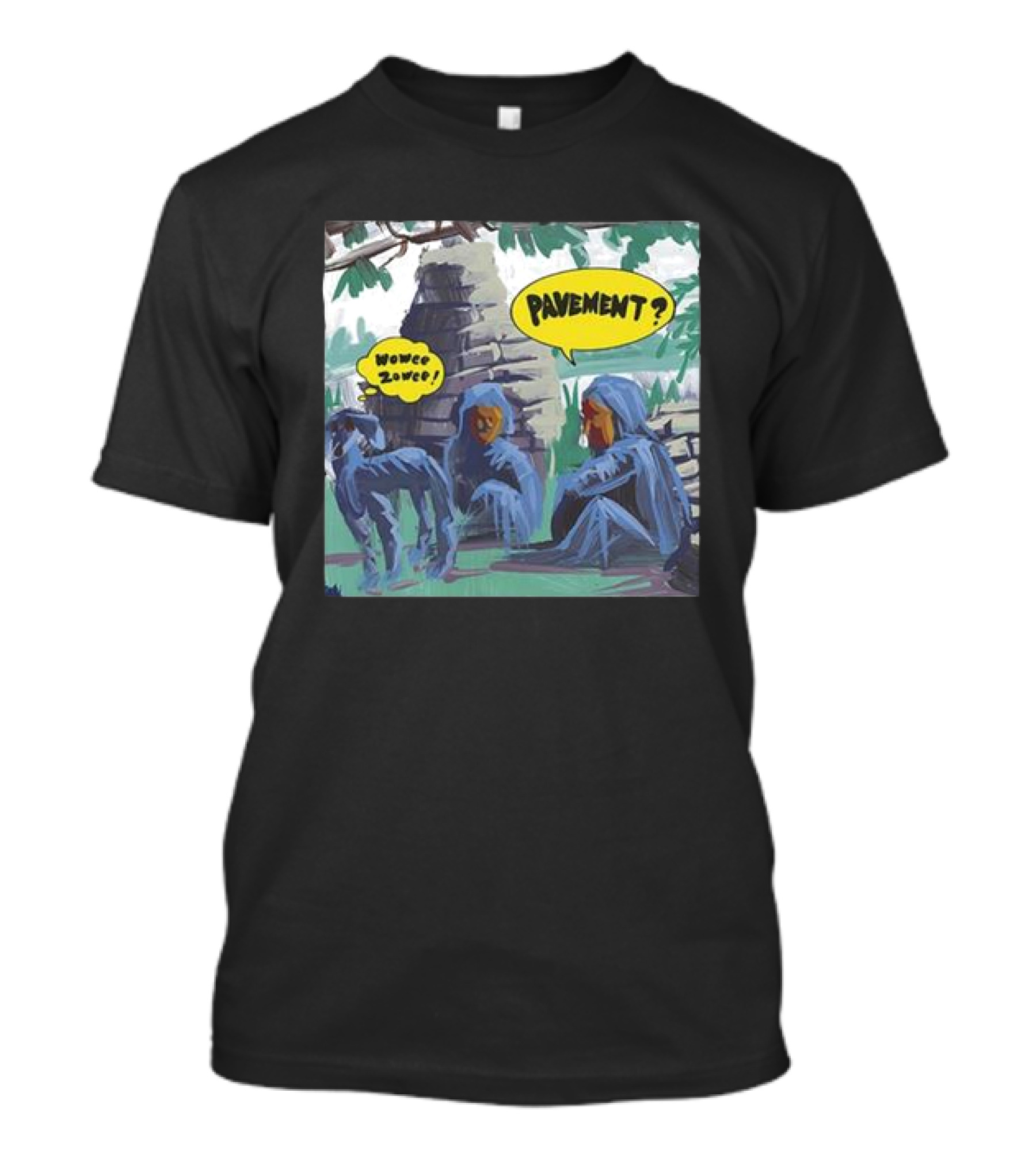 Pavement Wowee Zowee Speech Bubbles And Hooded Figures In Outdoor Scene T-Shirt