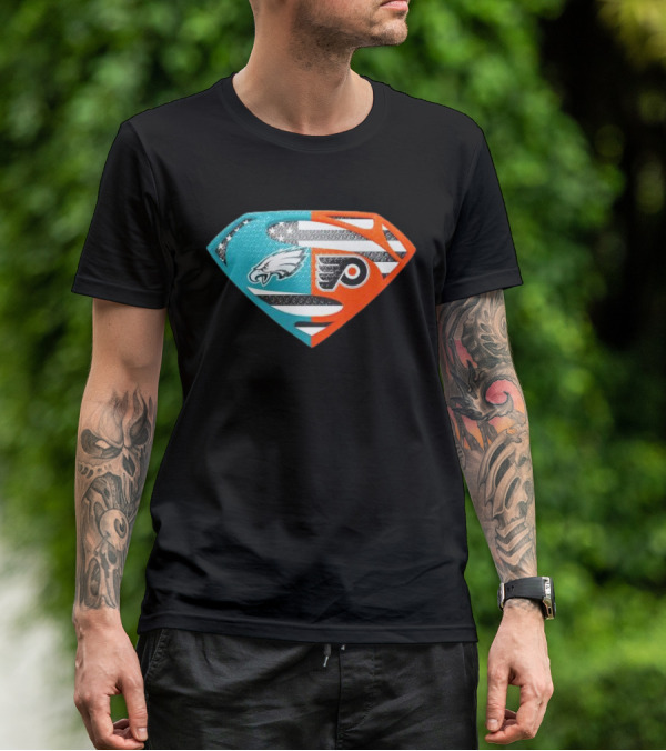 Philadelphia Eagles Philadelphia Flyers Superman Logo Mashup T-Shirt