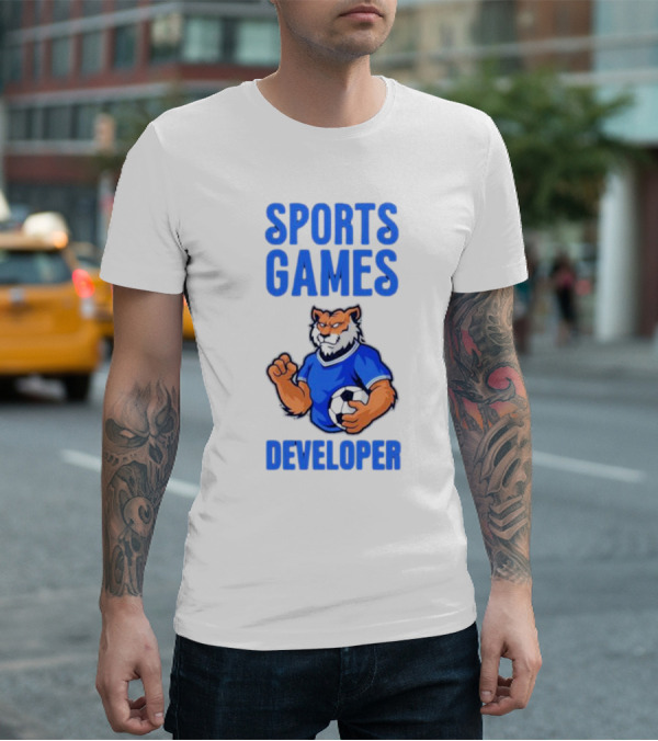 Sports Games Developer Tiger Holding Soccer Ball T-Shirt