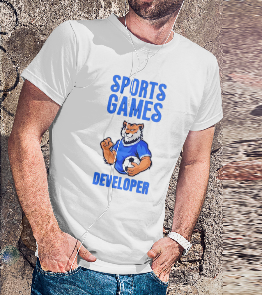 Sports Games Developer Tiger Holding Soccer Ball T-Shirt