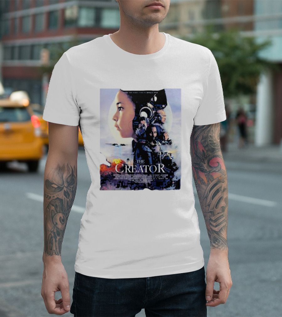 The Creator Movie Poster Design With Characters And Sci-Fi Elements T-Shirt