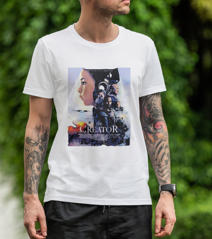 The Creator Movie Poster Design With Characters And Sci-Fi Elements T-Shirt