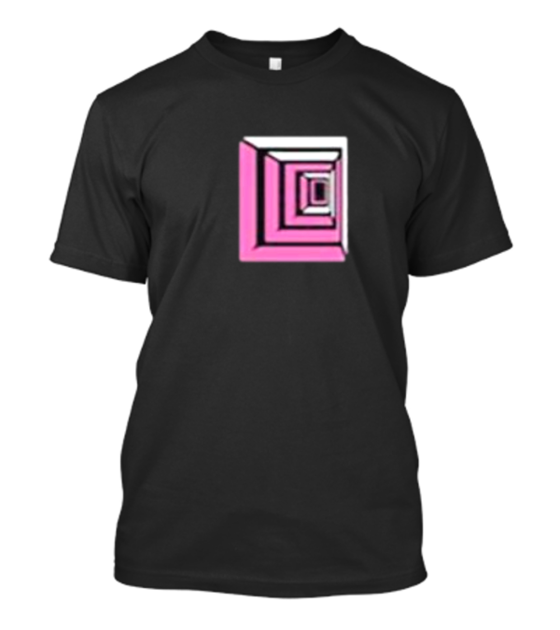 Shoplucid Pink Geometric Square Optical Illusion T-Shirt