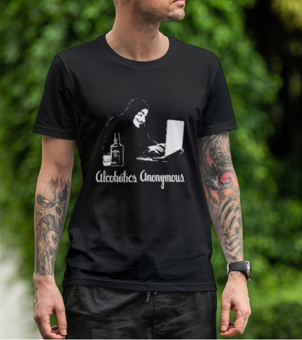 Alcoholics Anonymous Guy Fawkes Mask Hacker With Laptop T-Shirt