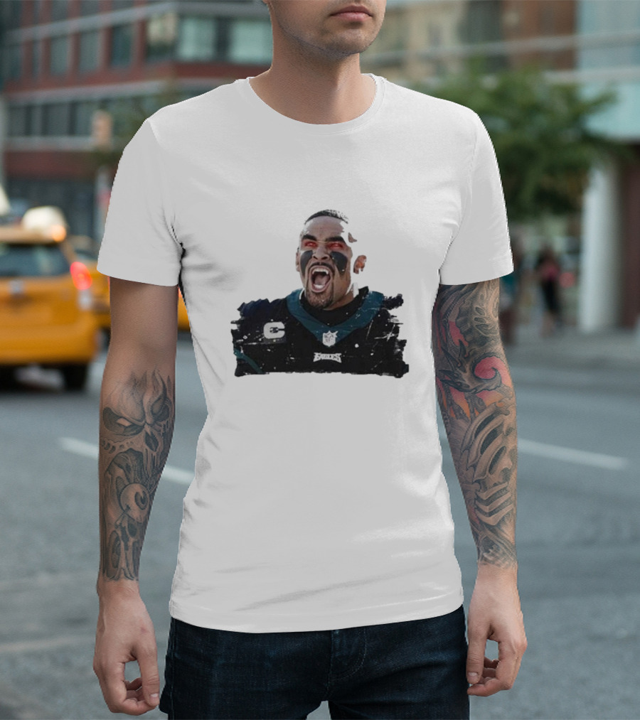 Quality Jalen Hurts Unleashed Fangs Out Eagles Football Action T-Shirt