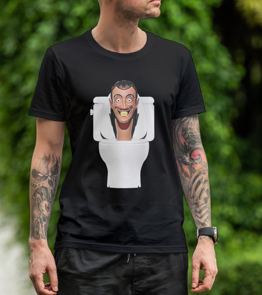 Skibidi Toilet Funny Face Character Head In Commode T-Shirt