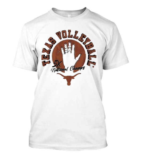 Texas Volleyball 5x National Champs Longhorn Handprint T-Shirt