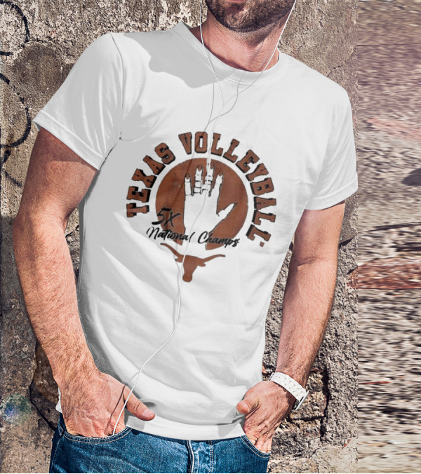 Texas Volleyball 5x National Champs Longhorn Handprint T-Shirt
