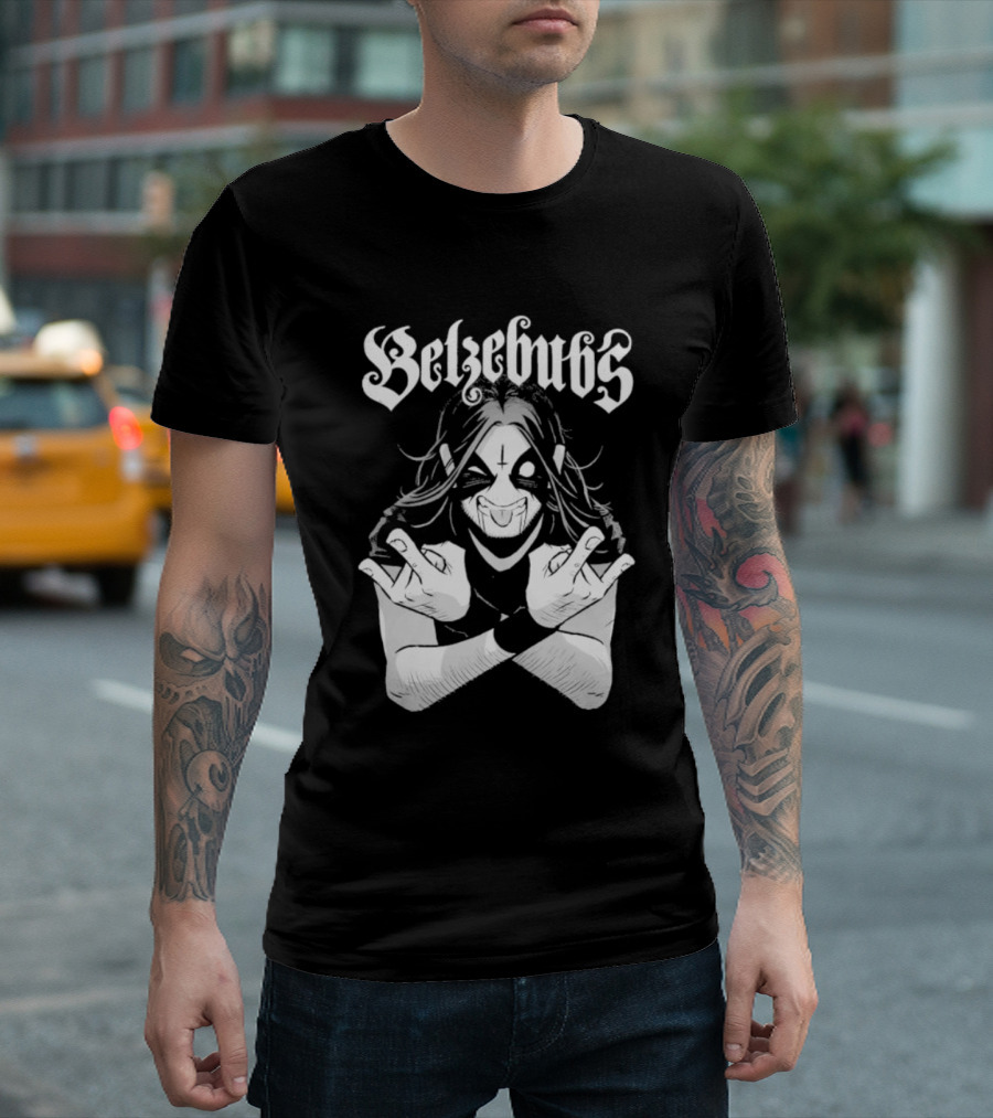 Belzebubs Sløth Metalhead Character With Cross And Corpse Paint T-Shirt