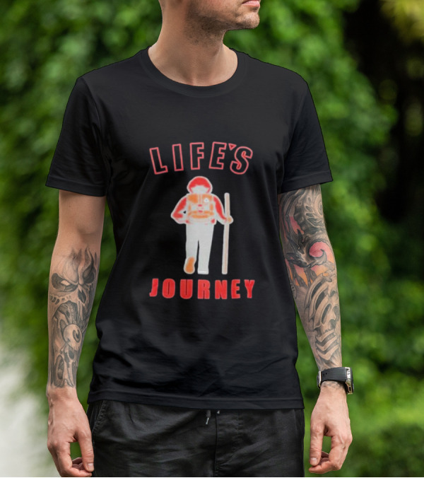 LIFE'S JOURNEY Hiker With Walking Stick T-Shirt