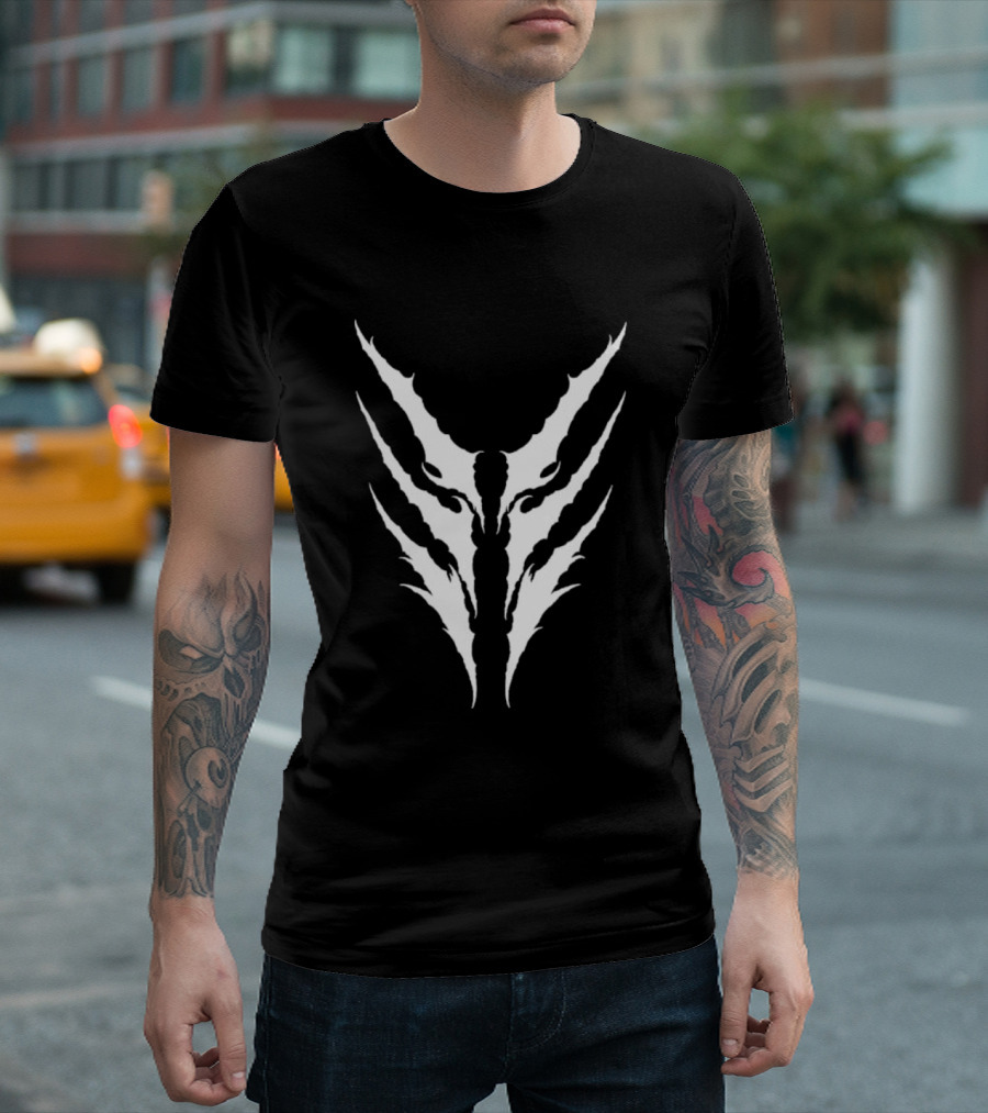 Orbit Culture Emblem White Tribal Motif T-Shirt