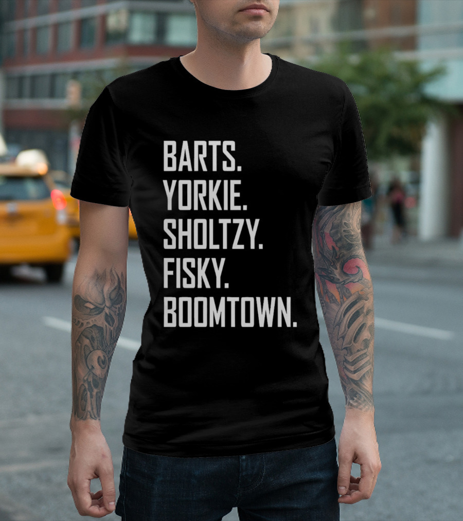 Barts Yorkie Sholtzy Fisky Boomtown Text Sequence T-Shirt
