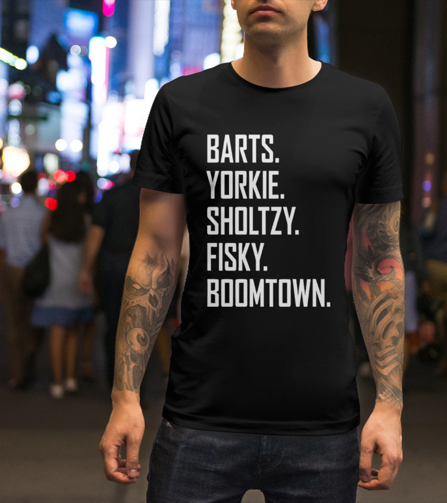 Barts Yorkie Sholtzy Fisky Boomtown Text Sequence T-Shirt