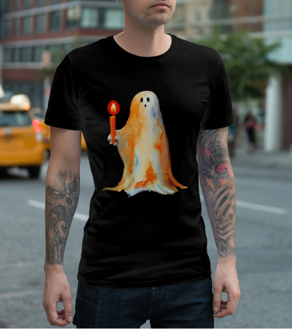 Quality Halloween Candle Holding Ghost T-Shirt